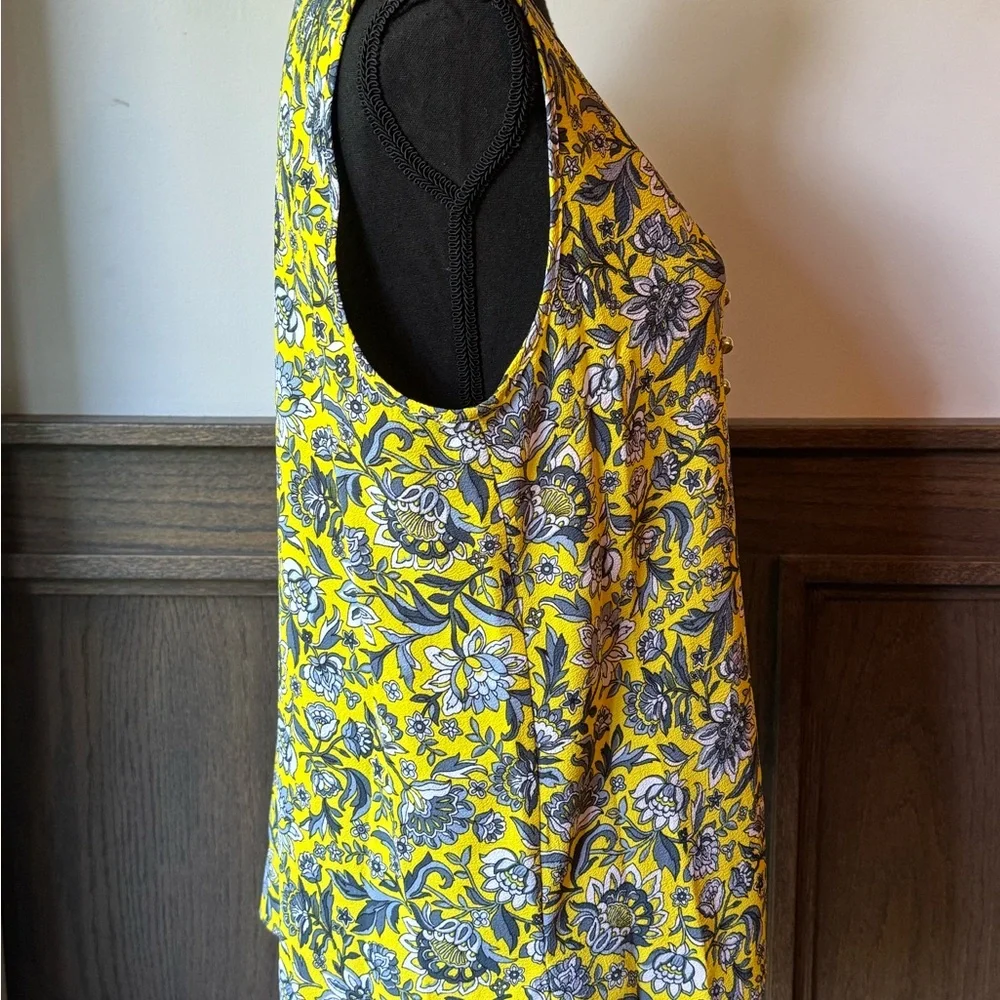 MICHAEL Michael Kors - Floral Yellow Sleeveless lightweight flowy Top - Picture 7 of 9